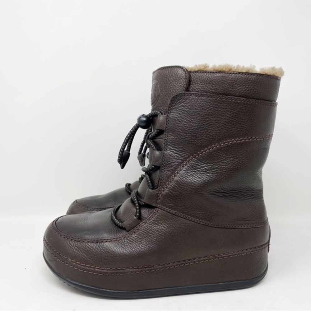 Fitflop Moc Mukluk Lace Up Leather Women Winter Boots Size 8 Moccasin